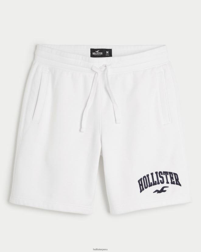 educación física Hollister shorts de vellón con logo 9'' blanco 086N621337 hombres fondos