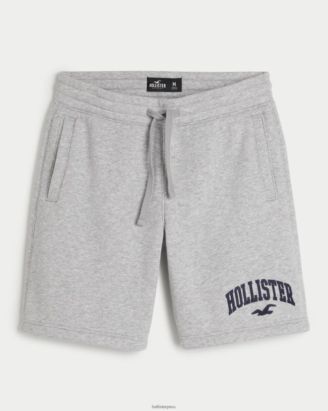 educación física Hollister shorts de vellón con logo 9'' cuero gris 086N621276 hombres fondos