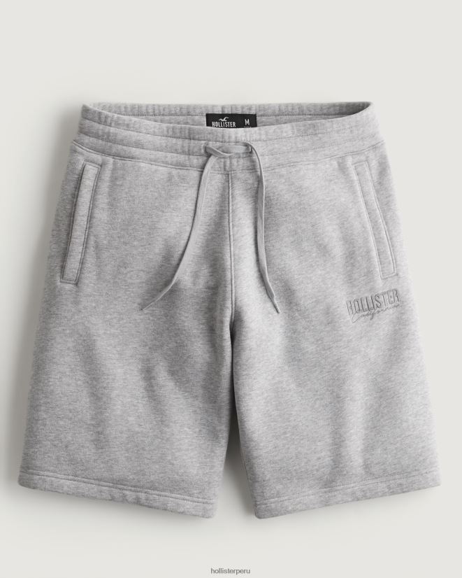 educación física Hollister shorts de vellón con logo 9'' cuero gris 086N621287 hombres fondos