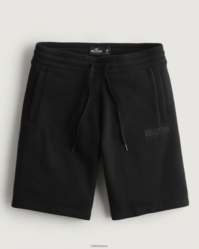 educación física Hollister shorts de vellón con logo 9'' negro 086N621370 hombres fondos