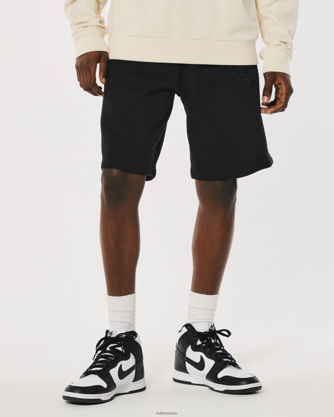 educación física Hollister shorts de vellón con logo 9\'\' negro 086N621370 hombres fondos