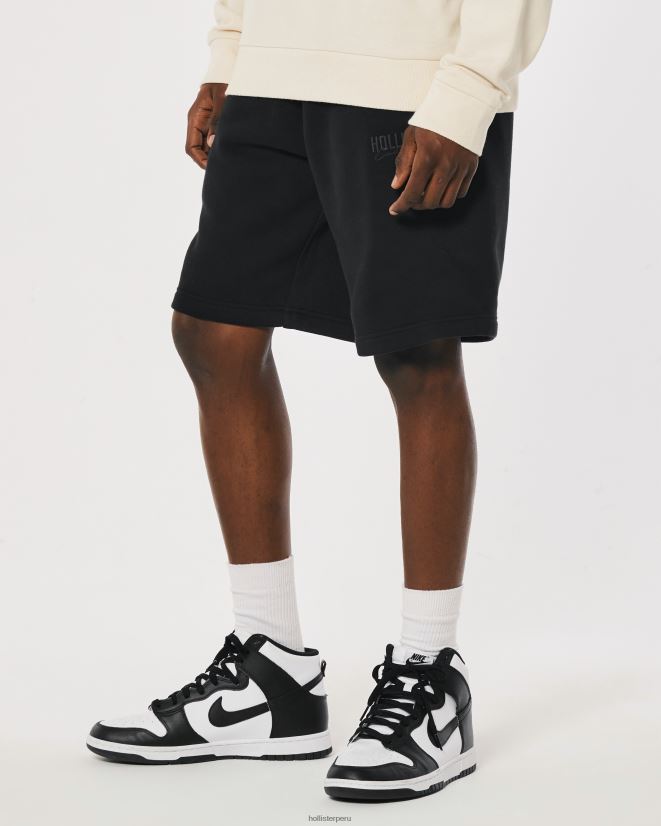 educación física Hollister shorts de vellón con logo 9\'\' negro 086N621370 hombres fondos