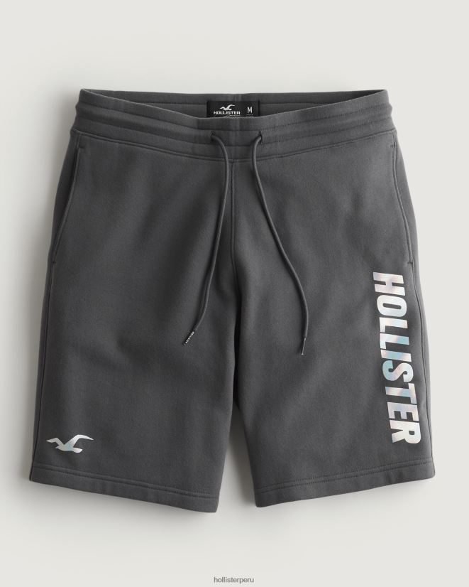 educación física Hollister shorts de vellón con logo brillante de 9'' gris oscuro 086N621219 hombres fondos