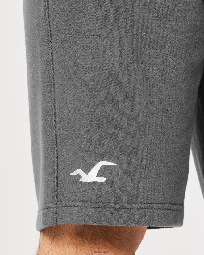 educación física Hollister shorts de vellón con logo brillante de 9\'\' gris oscuro 086N621219 hombres fondos