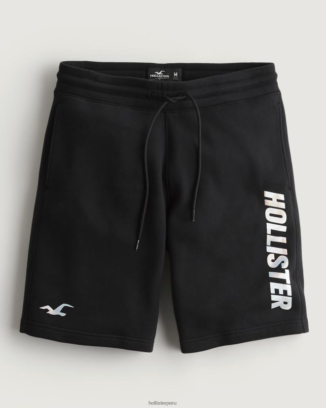 educación física Hollister shorts de vellón con logo brillante de 9'' negro 086N621372 hombres fondos