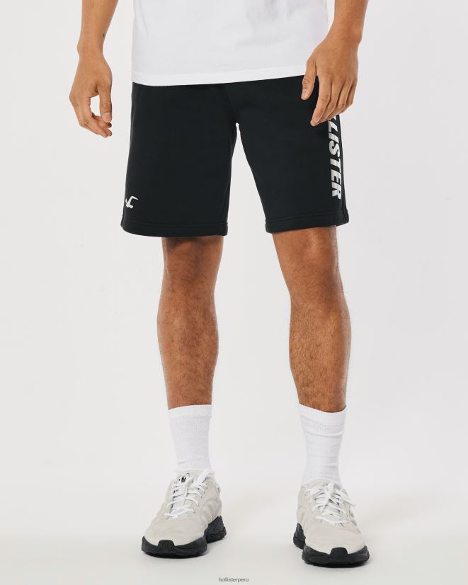 educación física Hollister shorts de vellón con logo brillante de 9\'\' negro 086N621372 hombres fondos