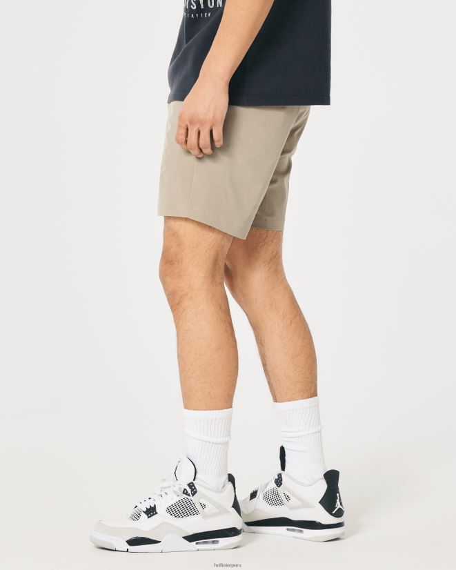 educación física Hollister shorts híbridos flat-front 7\'\' caqui 086N621195 hombres fondos