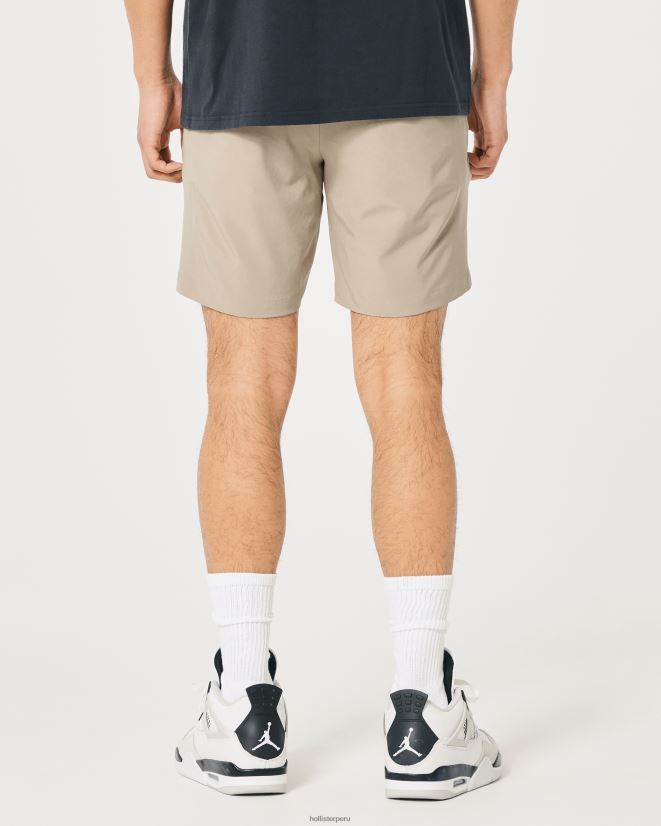 educación física Hollister shorts híbridos flat-front 7\'\' caqui 086N621195 hombres fondos