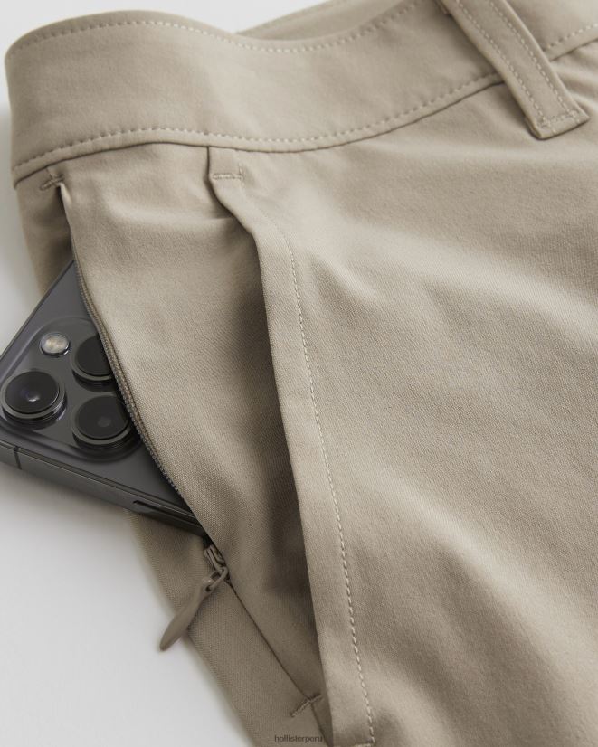educación física Hollister shorts híbridos flat-front 7\'\' caqui 086N621195 hombres fondos