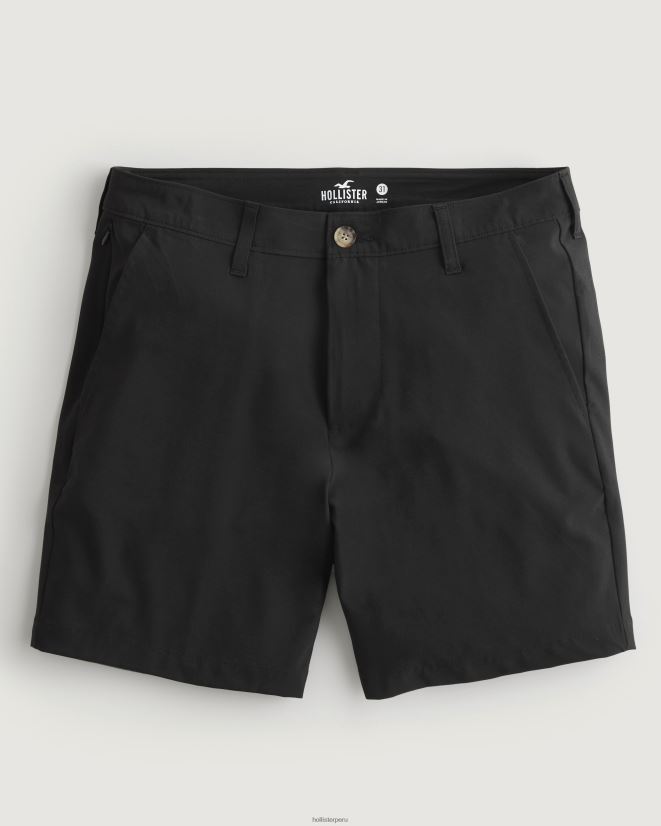 educación física Hollister shorts híbridos flat-front 7'' negro 086N621194 hombres fondos
