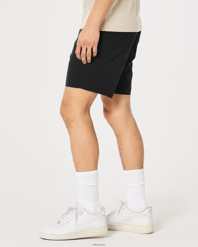 educación física Hollister shorts híbridos flat-front 7\'\' negro 086N621194 hombres fondos