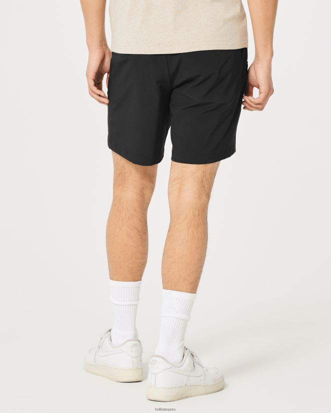 educación física Hollister shorts híbridos flat-front 7\'\' negro 086N621194 hombres fondos