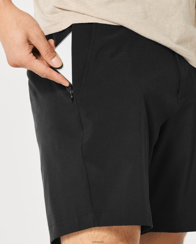 educación física Hollister shorts híbridos flat-front 7\'\' negro 086N621194 hombres fondos