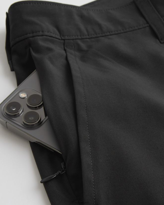 educación física Hollister shorts híbridos flat-front 7\'\' negro 086N621194 hombres fondos