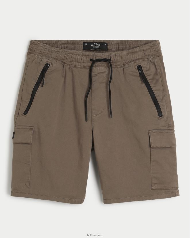 educación física Hollister shorts tipo jogger cargo de sarga 7'' marrón 086N621265 hombres fondos