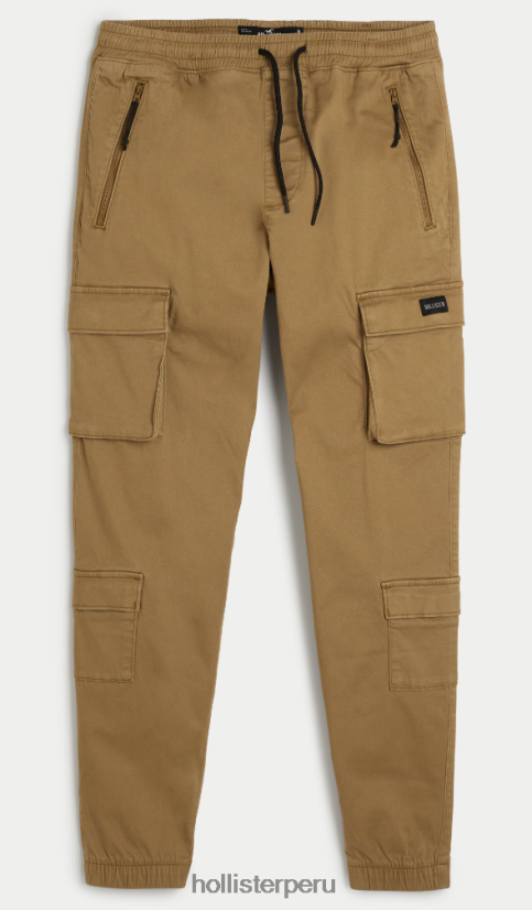 educación física Hollister joggers cargo de sarga con 4 bolsillos caqui oscuro 086N621298 hombres fondos