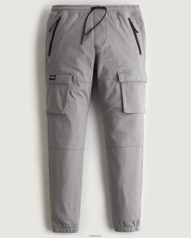 educación física Hollister joggers cargo de sarga gris 086N621227 hombres fondos