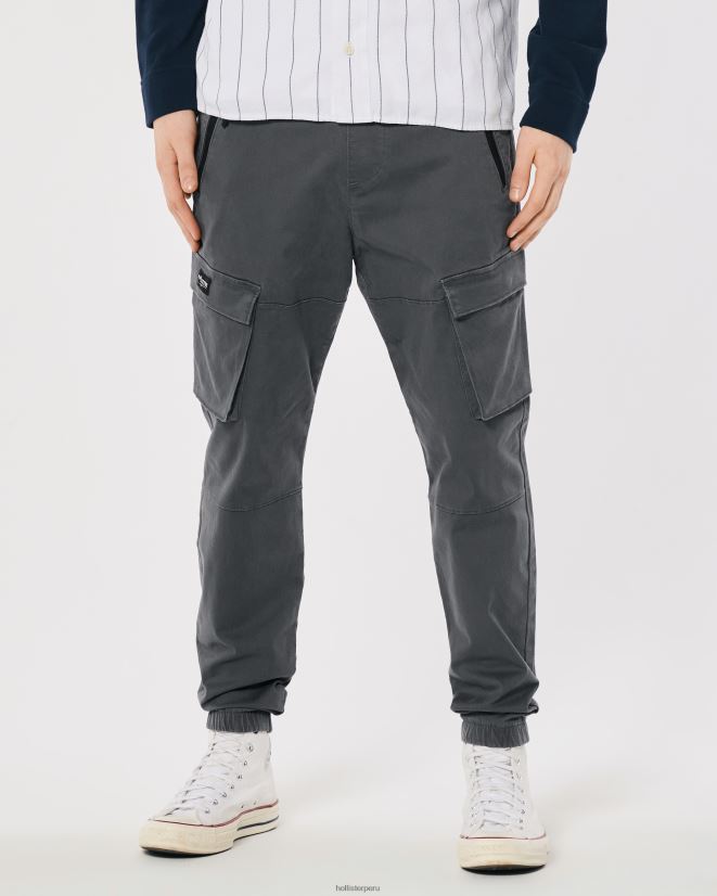 educación física Hollister joggers cargo de sarga gris oscuro 086N621167 hombres fondos