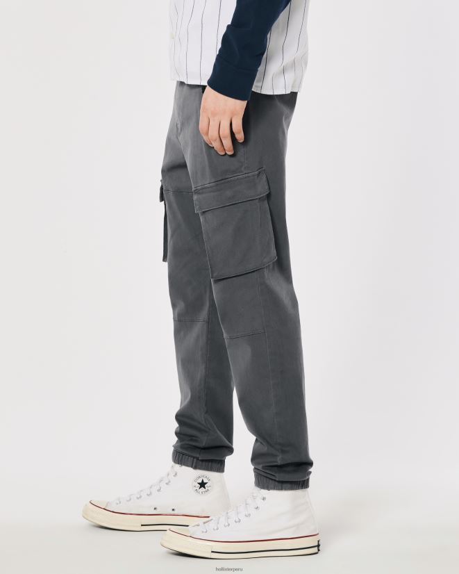 educación física Hollister joggers cargo de sarga gris oscuro 086N621167 hombres fondos