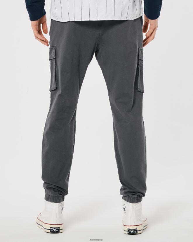 educación física Hollister joggers cargo de sarga gris oscuro 086N621167 hombres fondos