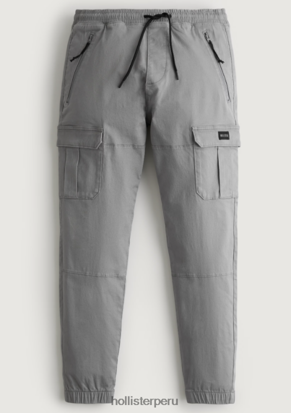 educación física Hollister joggers cargo de sarga gris oscuro 086N621320 hombres fondos
