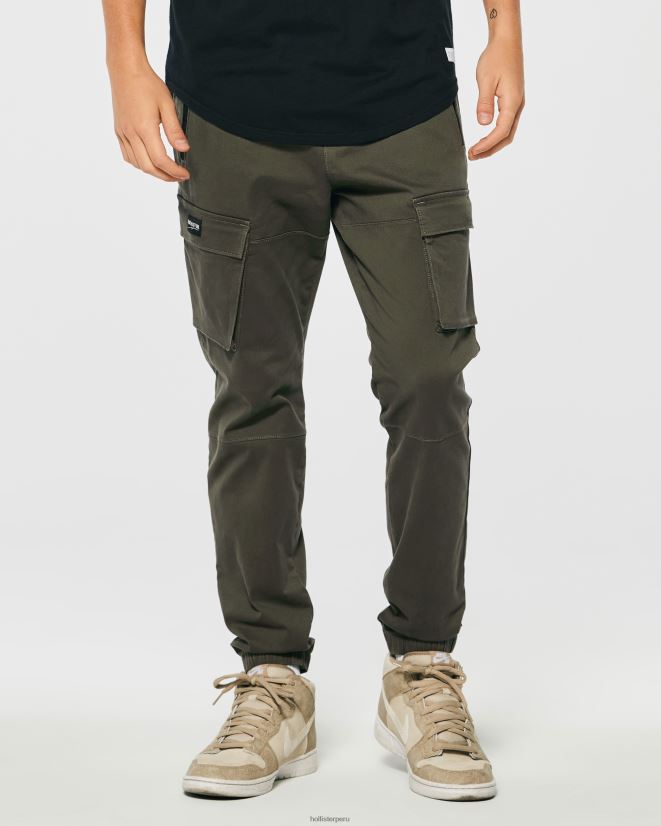 educación física Hollister joggers cargo de sarga verde oliva 086N621228 hombres fondos