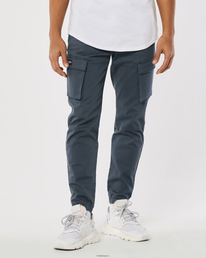 educación física Hollister joggers cargo skinny de sarga pizarra oscura 086N621251 hombres fondos