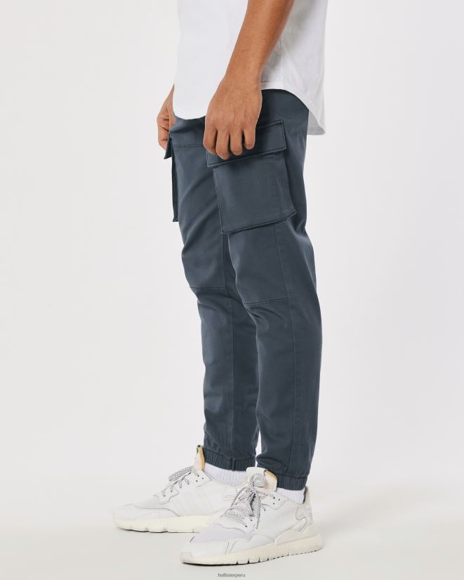 educación física Hollister joggers cargo skinny de sarga pizarra oscura 086N621251 hombres fondos
