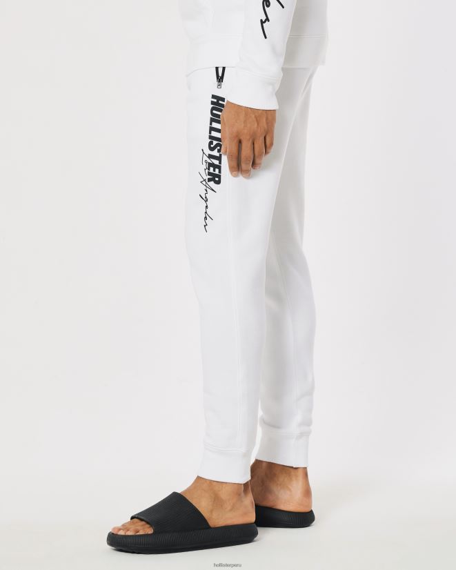 educación física Hollister joggers de polar con logo estampado blanco 086N621374 hombres fondos