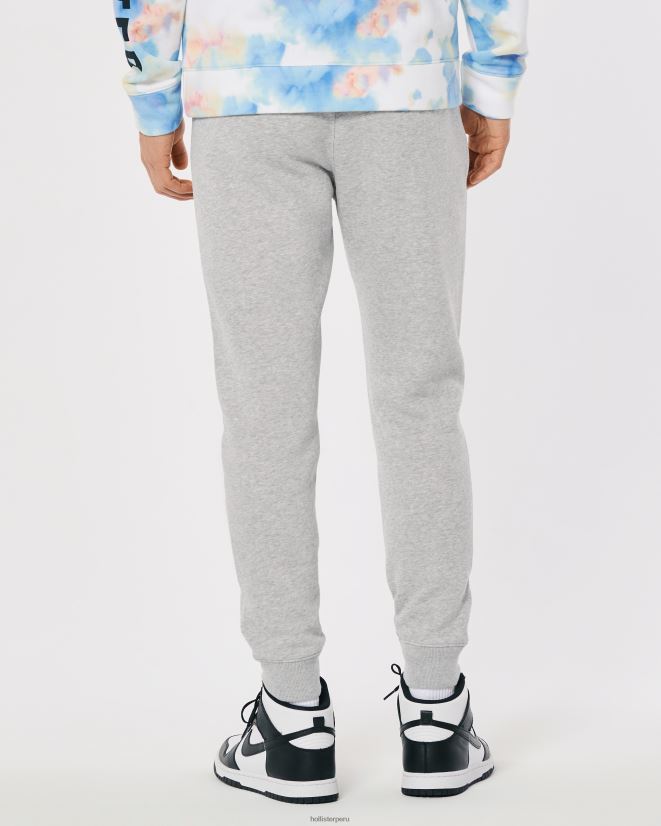educación física Hollister joggers de polar con logo estampado cuero gris 086N621322 hombres fondos
