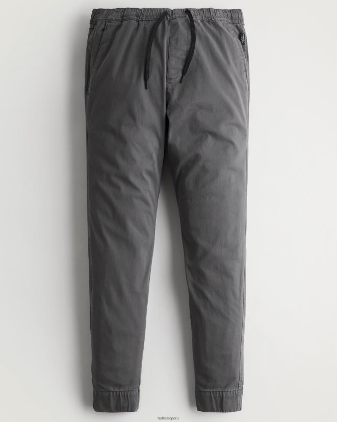 educación física Hollister joggers de sarga gris oscuro 086N621176 hombres fondos