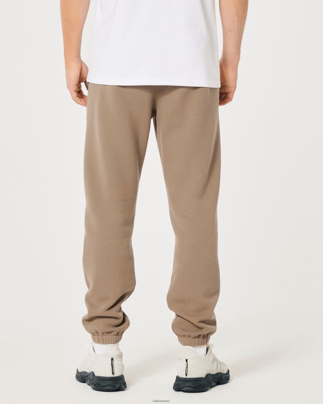 educación física Hollister joggers holgados de felpa con logo Feel Good marrón claro 086N621373 hombres fondos