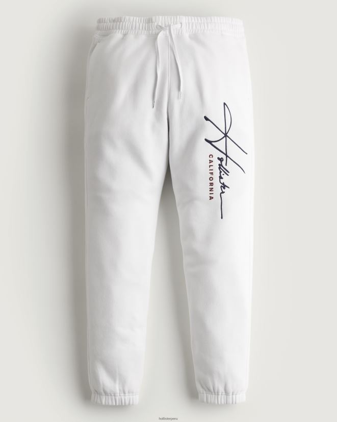 educación física Hollister joggers holgados de polar con logo gráfico blanco 086N621342 hombres fondos