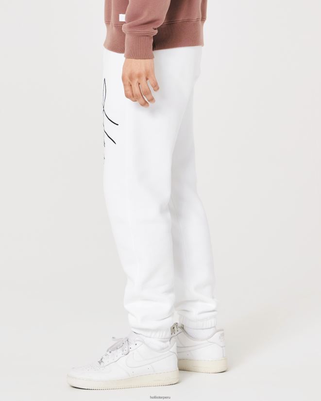 educación física Hollister joggers holgados de polar con logo gráfico blanco 086N621342 hombres fondos