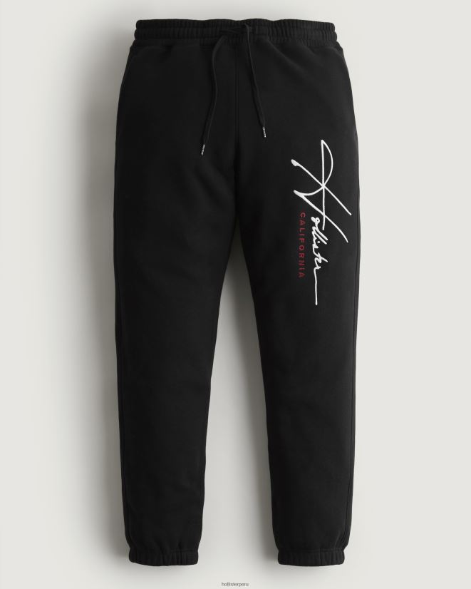 educación física Hollister joggers holgados de polar con logo gráfico negro 086N621262 hombres fondos