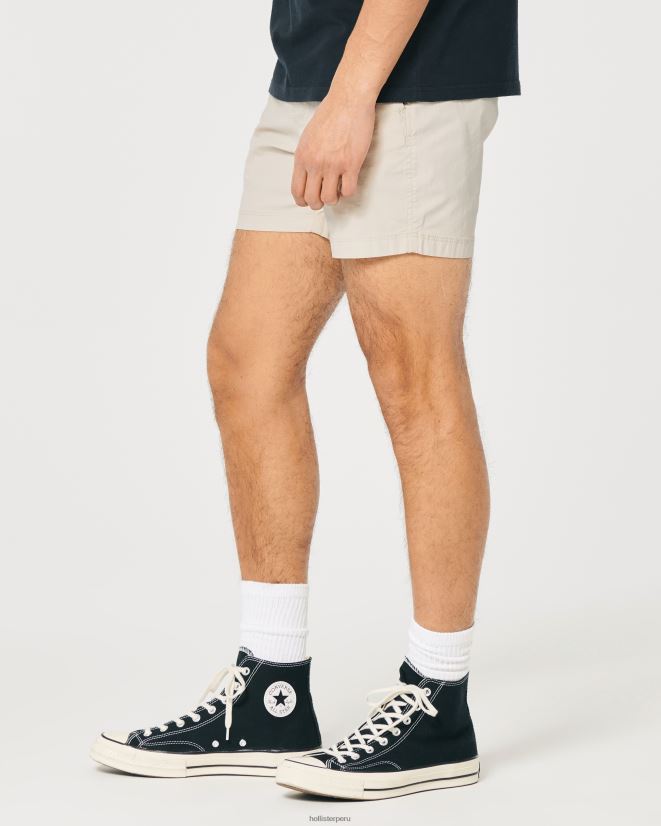 educación física Hollister pantalones cortos jogger de sarga 5\'\' caqui claro 086N621392 hombres fondos