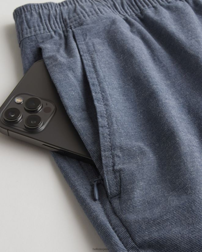 educación física Hollister pantalones cortos jogger de sarga 5\'\' microraya azul marino 086N621144 hombres fondos