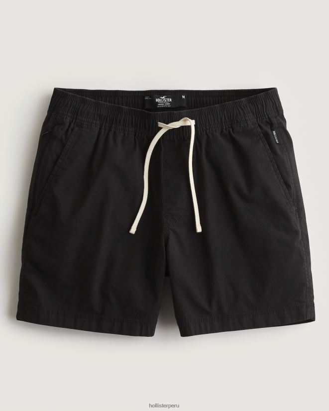 educación física Hollister pantalones cortos jogger de sarga 5'' negro 086N621225 hombres fondos
