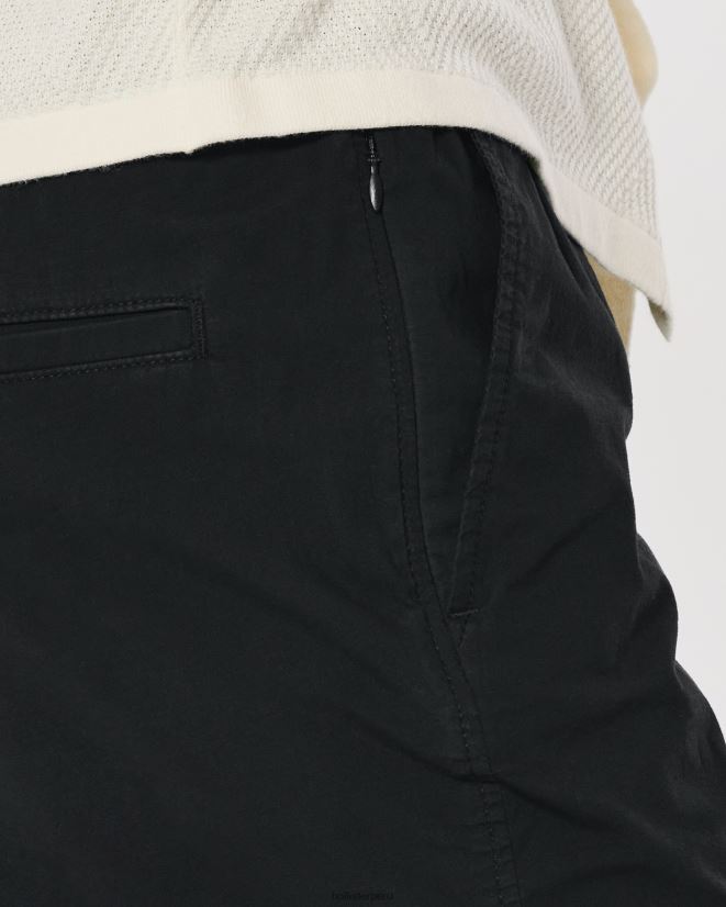 educación física Hollister pantalones cortos jogger de sarga 5\'\' negro 086N621225 hombres fondos