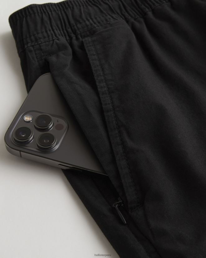 educación física Hollister pantalones cortos jogger de sarga 5\'\' negro 086N621225 hombres fondos