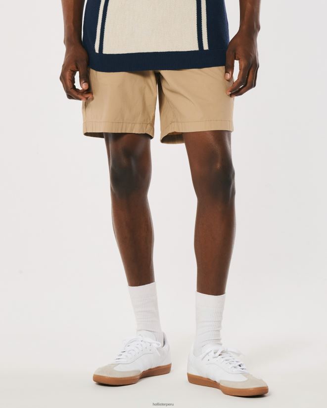 educación física Hollister pantalones cortos jogger de sarga 7\'\' caqui 086N621149 hombres fondos