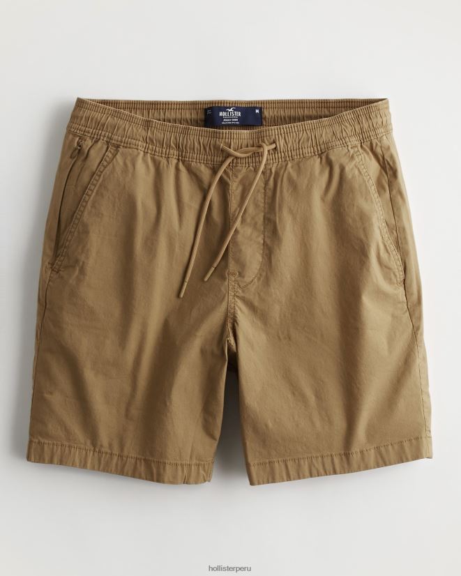 educación física Hollister pantalones cortos jogger de sarga 7'' caqui oscuro 086N621147 hombres fondos
