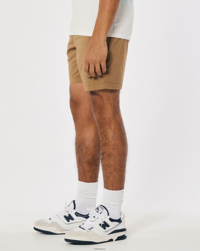 educación física Hollister pantalones cortos jogger de sarga 7\'\' caqui oscuro 086N621147 hombres fondos