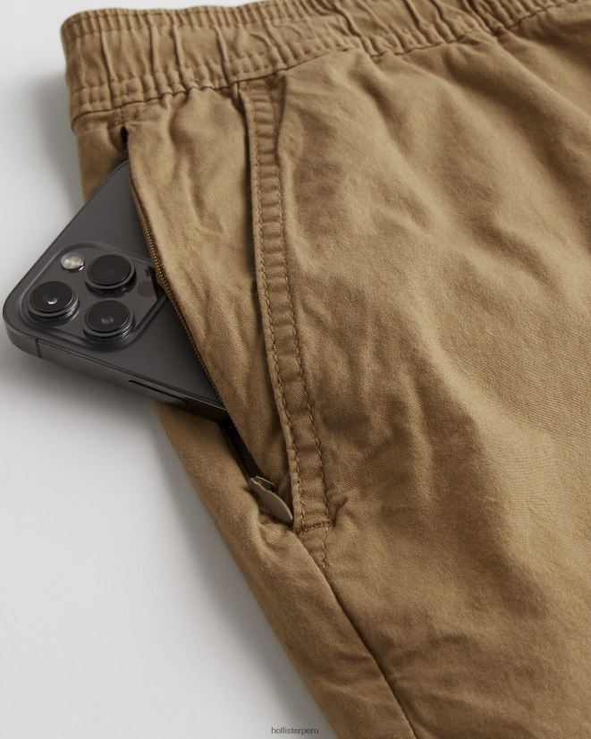 educación física Hollister pantalones cortos jogger de sarga 7\'\' caqui oscuro 086N621147 hombres fondos