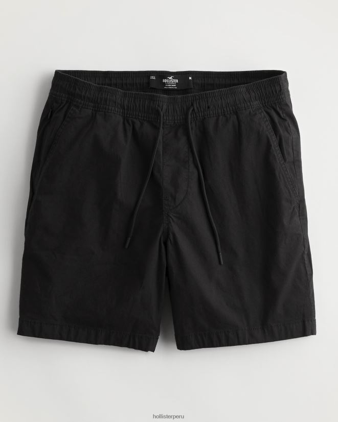 educación física Hollister pantalones cortos jogger de sarga 7'' negro 086N621134 hombres fondos