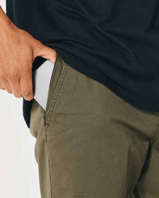 educación física Hollister pantalones cortos jogger de sarga 9\'\' aceituna 086N621186 hombres fondos