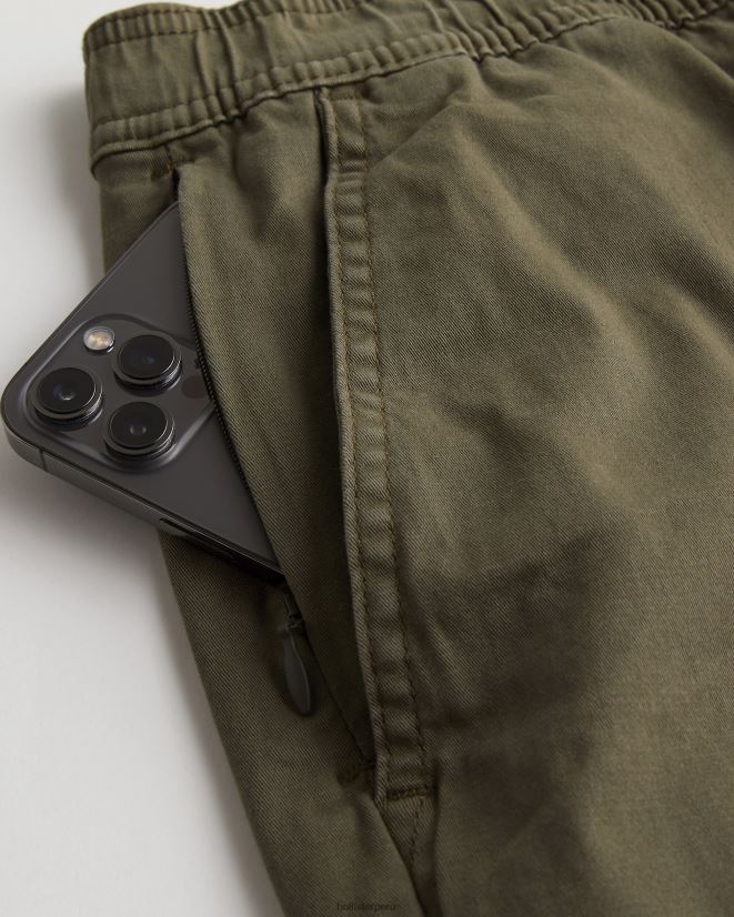educación física Hollister pantalones cortos jogger de sarga 9\'\' aceituna 086N621186 hombres fondos