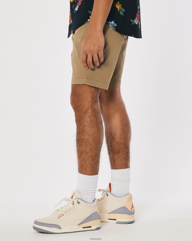 educación física Hollister pantalones cortos jogger de sarga 9\'\' caqui oscuro 086N621138 hombres fondos