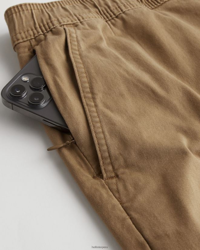 educación física Hollister pantalones cortos jogger de sarga 9\'\' caqui oscuro 086N621138 hombres fondos