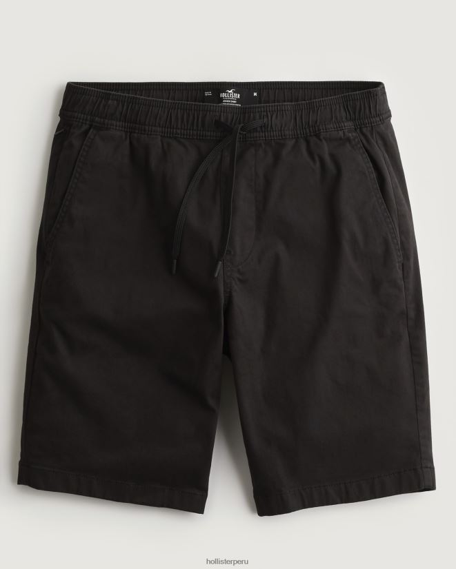 educación física Hollister pantalones cortos jogger de sarga 9'' negro 086N621148 hombres fondos